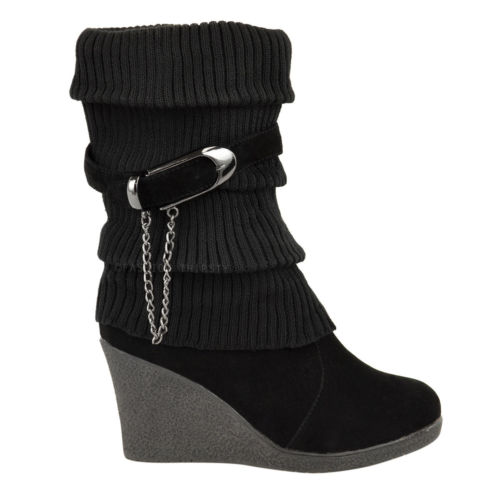 MID HIGH WEDGE HEEL BOOTS - The Style Basket