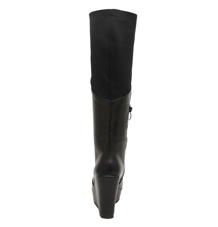 Fashion Knee High Boots With Black Splice and Wedge Design - The Style ...