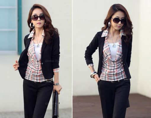 Sophisticated Slimming One Button Cotton Blend Blazer - The Style Basket