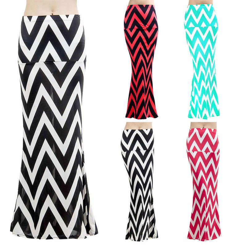 Colored Chevron Maxi Dress Skirts - The Style Basket